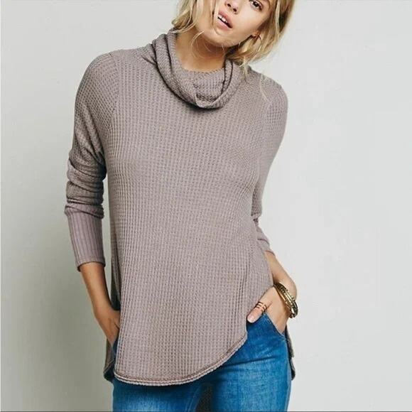 Free People We The Free Kristina Drippy Cowl Neck Flowy Thermal Top - Picture 1 of 9
